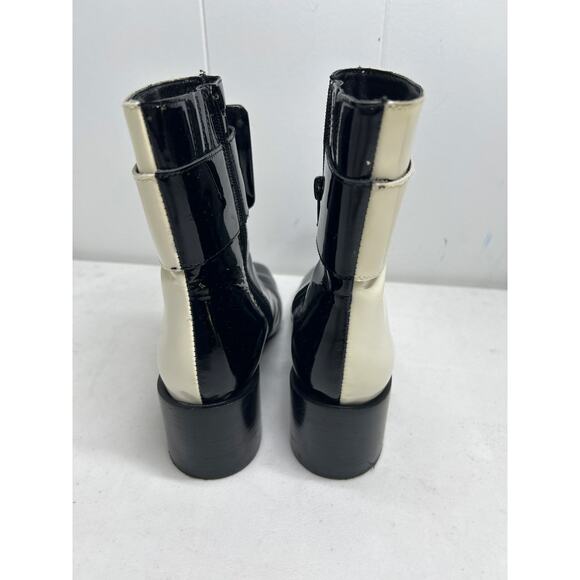 Jeffrey Campbell Godard Colorblock Buckle Boot in Black/White Patent Leather 6 - Picture 4 of 8